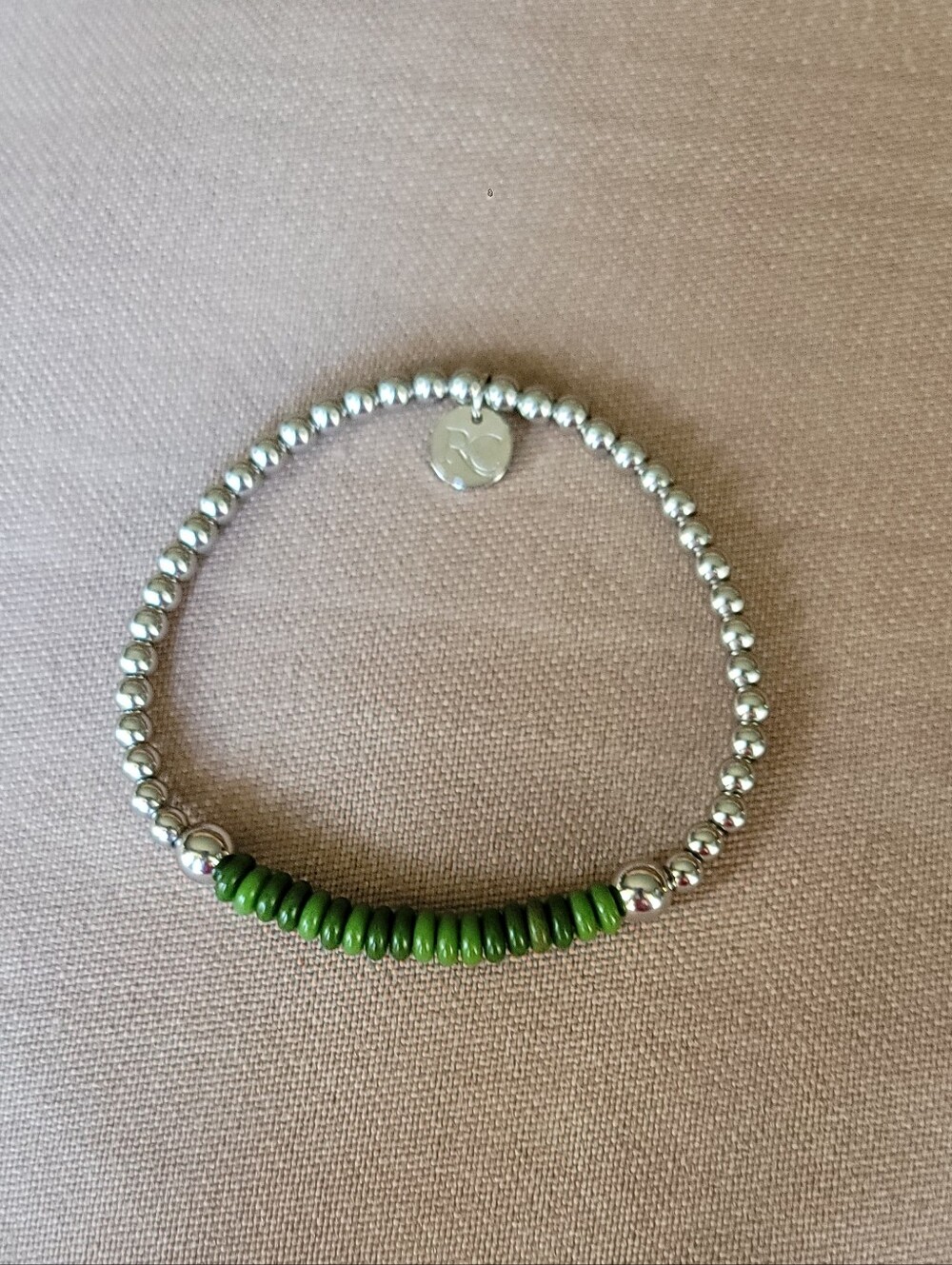 Rustic Cuff Liz Bright Green And Silver Bracelet